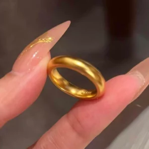 Plain Gold-Tone Ring for Men and Women, Simple Couple Band
