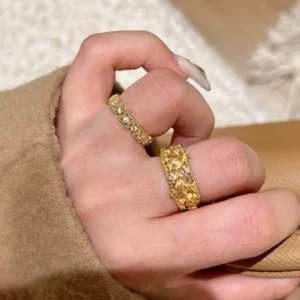 Gold Plated Alloy Magpie Plum Blossom Ring for Women