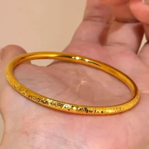 Gold Plated Open Bangle Bracelet with Sparkling Star Design for Women