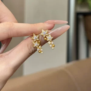 Gold-Tone Star Bead Earrings for Women, Fashion Alloy Earrings