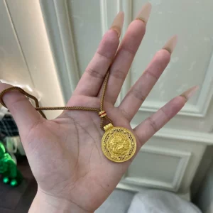 Gold-Tone Unicorn Compass Pendant Necklace for Women