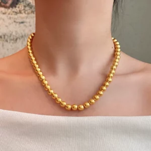 Gold Plated Beaded Necklace for Women Vintage Style Choker