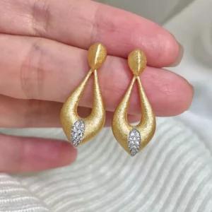 Gold-Tone Fashion Drop Earrings with Crystal Accents