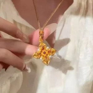 Gold-Tone Butterfly Pendant Necklace for Women, Fashion Jewelry