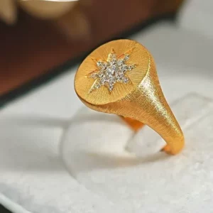 Men's Vintage Starry Sky Ring with Brushed Finish and Diamond Accents