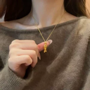 Gold Plated Fish Pendant Necklace for Women, Minimalist Fashion Jewelry