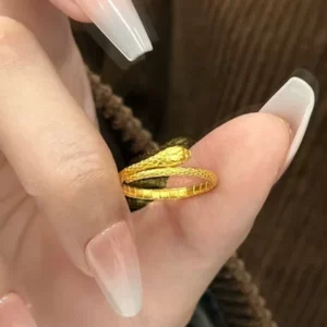 Gold Tone Serpent Snake Ring Women Fashion Jewelry Gift