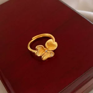 Gold Plated Flower Ring for Women, Fashion Alloy Jewelry
