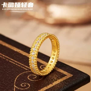Gold-Tone Ring with Full Zirconia Stones Fashion Jewelry for Women