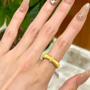 Brushed Gold Tone Ring for Women Wide Fashion Jewelry