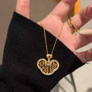 Gold Plated Openwork Abacus Pendant Necklace for Women