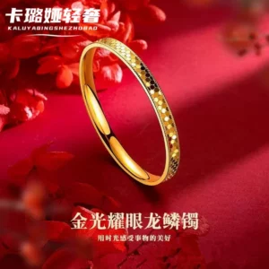 Gold-Tone Dragon Scale Cuff Bangle for Women, Fashion Jewelry