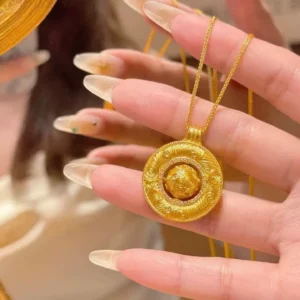 Gold-Tone Star Wheel Pendant Necklace for Women, Fashion Alloy Layering Choker