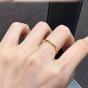 Gold Plated Plain Ring with Blessing Charm Motif for Women