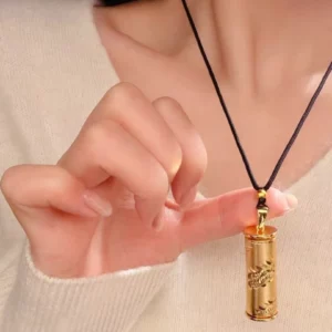 Gold Plated Bamboo Cylinder Pendant Necklace for Women