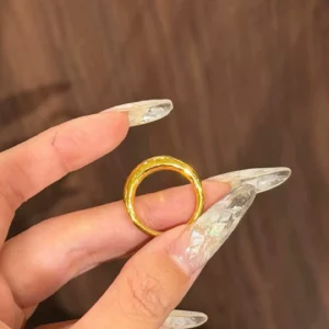 Gold-Tone Dolphin Ring with Simple Band for Women