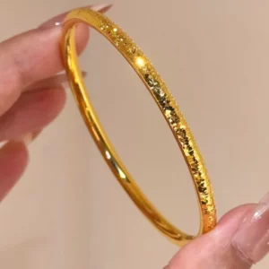 Gold-Tone Fashion Bangle Bracelet for Women, Iced Out Style