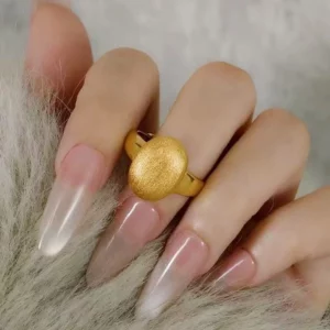 Gold-Tone Brushed Open Ring for Women, Fashion Statement Ring