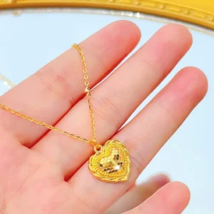 Gold Plated Alloy Heart Pendant Necklace for Women