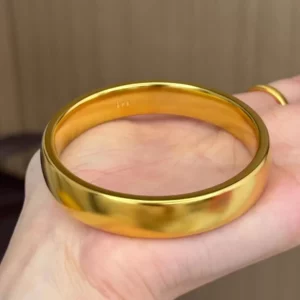 Gold Plated Chunky Tire Design Bangle for Women