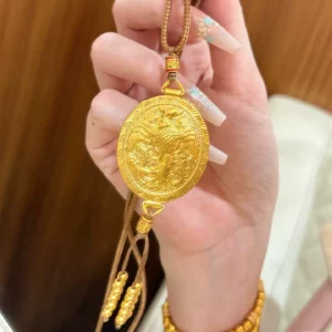 Gold-Tone Phoenix Pendant Necklace, Chinese Style Unisex Fashion Jewelry