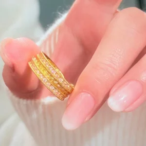 Gold-Tone Openwork Rose Ring for Women, Adjustable Fashion Jewelry