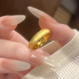 Brushed Gold-Tone Starry Plain Ring for Women, Minimalist Fashion Jewelry