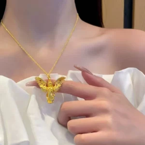 Gold-Tone Angel Wings Pendant Necklace with Crystal Accents, Women's Fashion Jewelry
