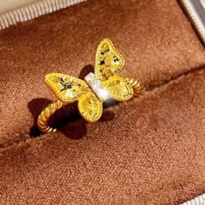 Gold-Tone Butterfly Ring for Women, Fashion Alloy Jewelry