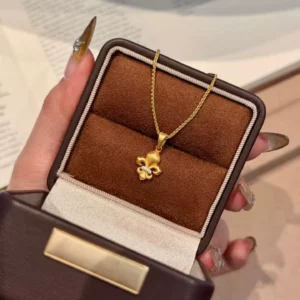 Gold-Tone Floral Pendant Necklace with Crystal Accents, Women's Fashion Jewelry