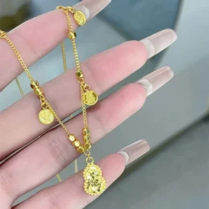 Gold Plated Hulu Gourd Pendant Necklace for Women