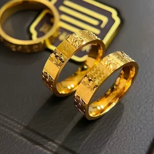 Gold Plated Alloy Mahjong Tile Ring for Women