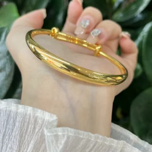 Gold Plated Open Adjustable Bangle for Women, Fashion Jewelry