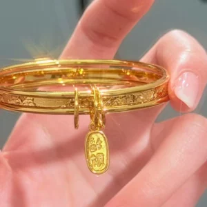Gold Plated Three Lives Blessing Bangle for Women