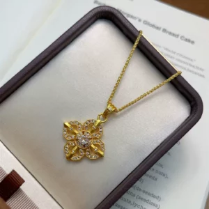 Gold Plated Cross Vajra Pendant Necklace for Women