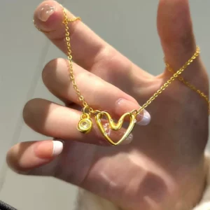 Gold Plated Heart Pendant Necklace for Women, Fashion Layering Jewelry