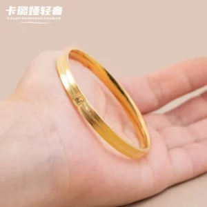 Brushed Gold Tone Dragon Scale Square Bangle Bracelet for Women