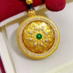 Gold-Tone Openwork Compass Pendant Necklace for Women
