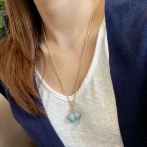 Gold Plated Enamel Hulu Gourd Pendant Necklace for Women