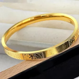 Gold Plated Fortune Blessing Bangle Bracelet for Women