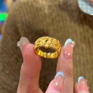 Gold Plated Alloy Openwork Magpie Ring Women's Fashion Jewelry