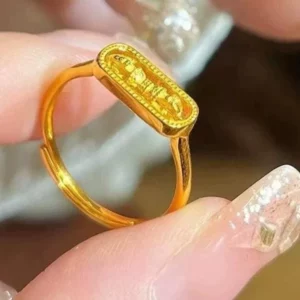 Gold Tone Open Ring with Vajra Motif, Fashion Alloy Ring for Women