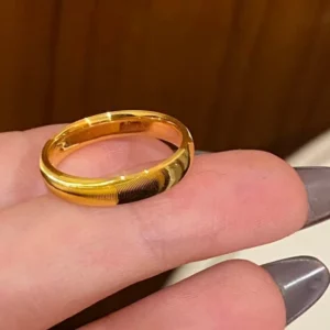 Gold-Tone Cat Eye Ring for Women, Plain Band Fashion Jewelry