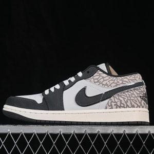Air Jordan 1 Low White/Grey Elephant Print