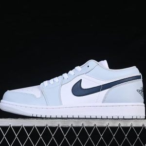 Air Jordan 1 Low White/Grey Blue Swoosh