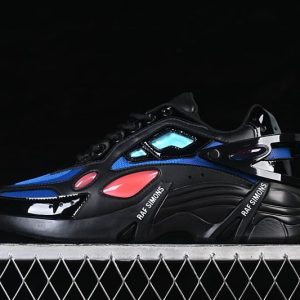 Fabric Leather Round Toe Lace-up Casual Shoes Black Blue