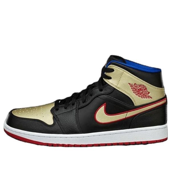 Air Jordan 1 Mid Black Gold Red