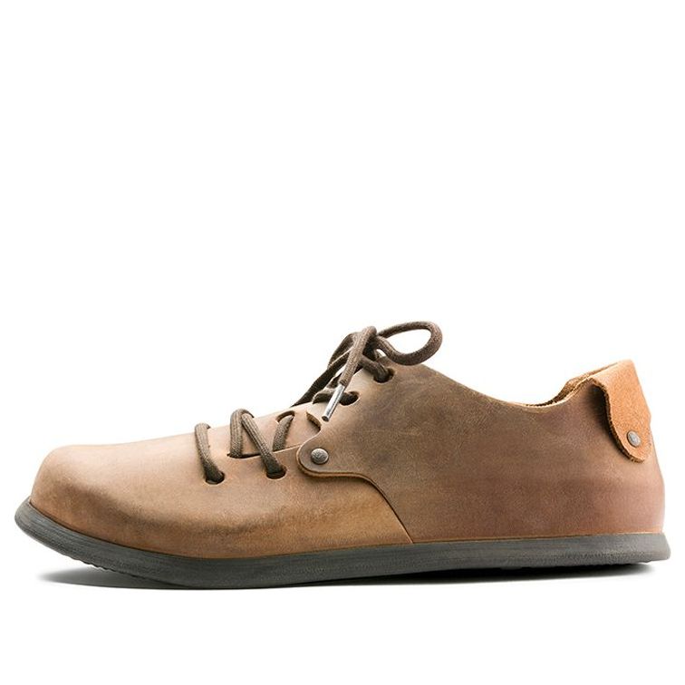Birkenstock Montana Series Cowhide Low Top Casual Flat Shoes Unisex Brown Ordinary Version