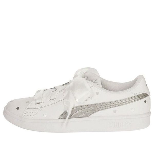 PUMA Smash V2 Ribbon Retro Low Tops Casual Skateboarding Shoes White