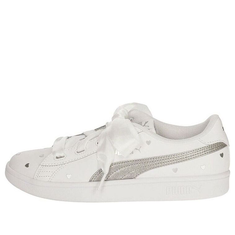 PUMA Smash V2 Ribbon Retro Low Tops Casual Skateboarding Shoes White